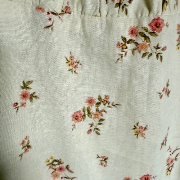 Audrey 3+1 Floral Linen Blend Mini Dress Milkmaid Size Small - Picture 3 of 10